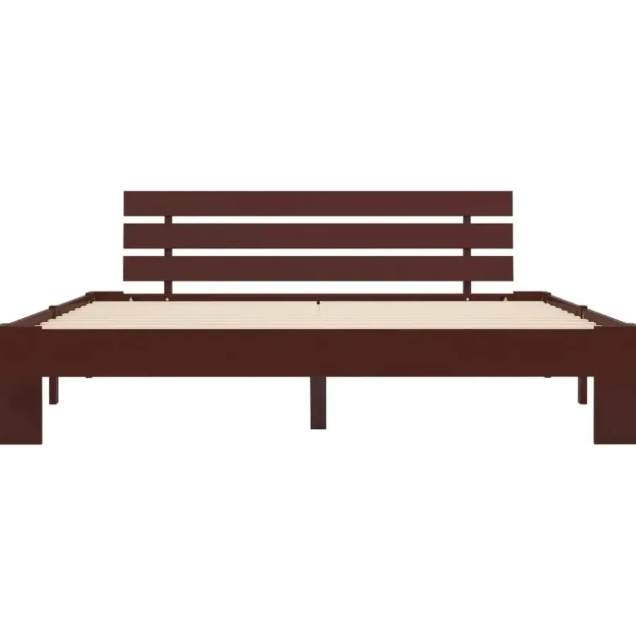 Twijfelaars-vidaXL - Tweepersoonbed - Donkerbruin - Massief grenenhout - 180x200 cm