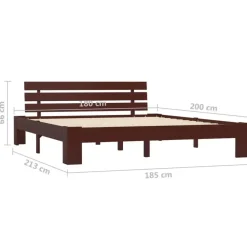 Twijfelaars-vidaXL - Tweepersoonbed - Donkerbruin - Massief grenenhout - 180x200 cm