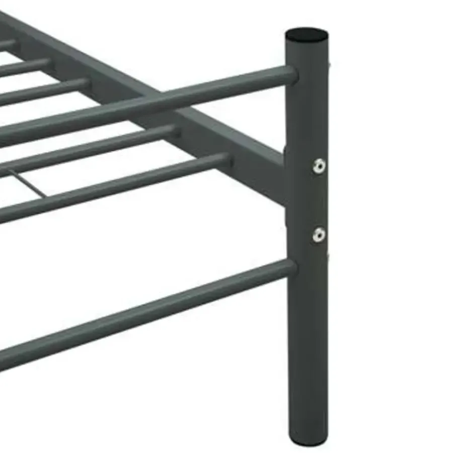 2-Persoons Bedden-vidaXL - Tweepersoonbed - Grijs - Metaal - 160x200 cm