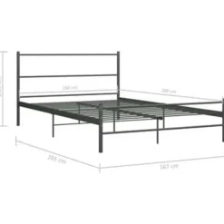 2-Persoons Bedden-vidaXL - Tweepersoonbed - Grijs - Metaal - 160x200 cm