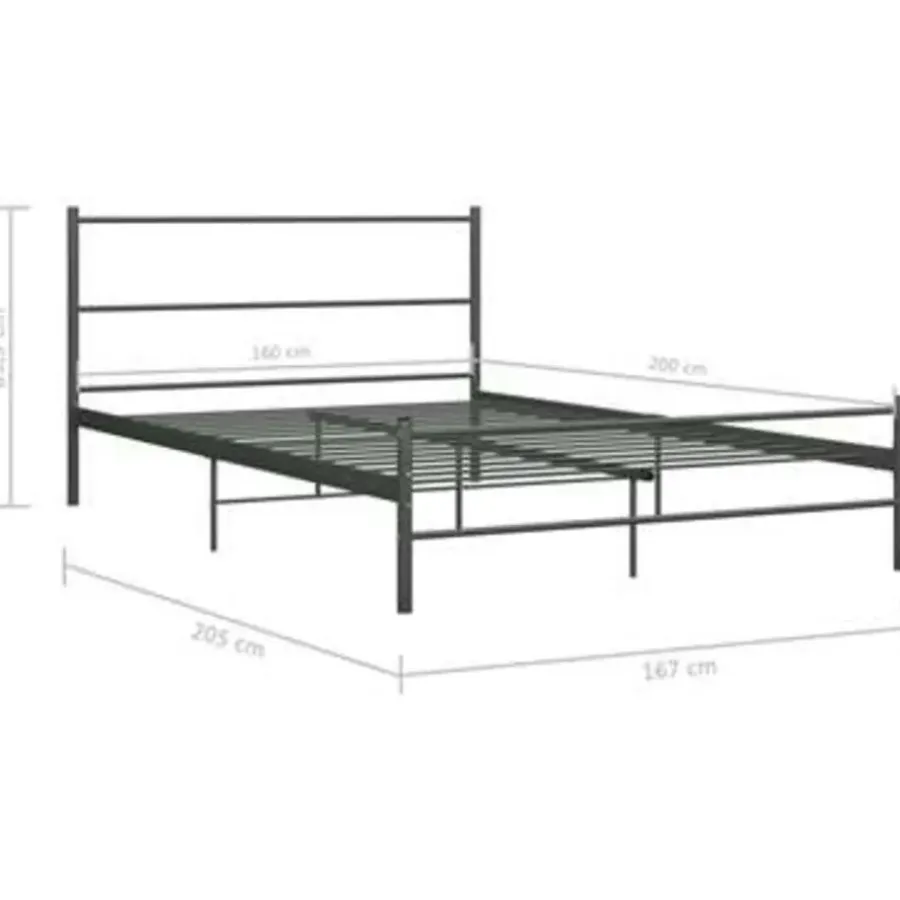 2-Persoons Bedden-vidaXL - Tweepersoonbed - Grijs - Metaal - 160x200 cm