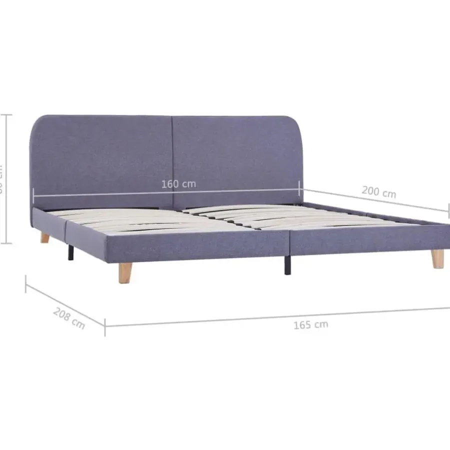 Twijfelaars-vidaXL - Tweepersoonbed - Lichtgrijs - Stof - 160x200 cm