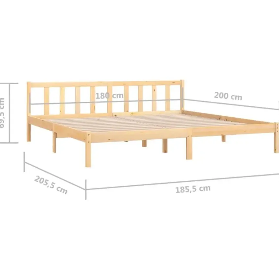 vidaXL - Tweepersoonbed - Naturel - Massief grenenhout - 180x200 cm