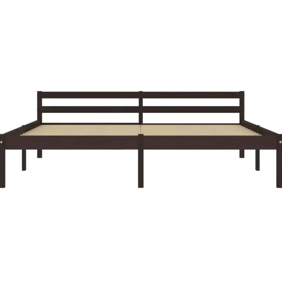 Twijfelaars-vidaXL - Tweepersoonbed met hoodfbord - Donkerbruin - Hout - 160x200 cm