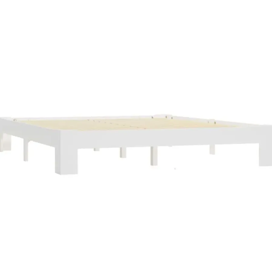 Twijfelaars-vidaXL - Tweepersoonbed met lattenbodem - Wit - Massief grenenhout - 160x200 cm