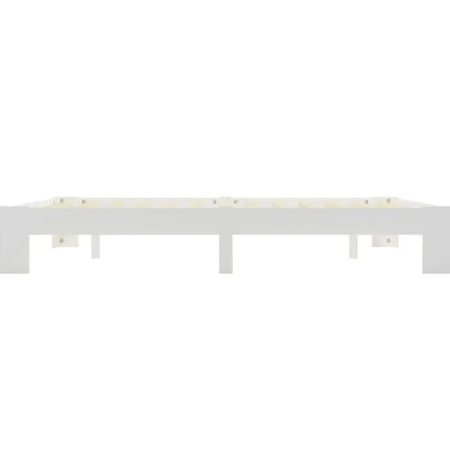 Twijfelaars-vidaXL - Tweepersoonbed met lattenbodem - Wit - Massief grenenhout - 160x200 cm