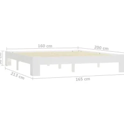 Twijfelaars-vidaXL - Tweepersoonbed met lattenbodem - Wit - Massief grenenhout - 160x200 cm