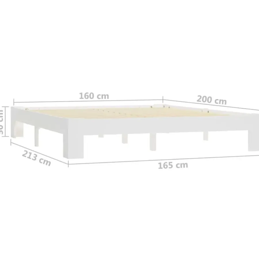 Twijfelaars-vidaXL - Tweepersoonbed met lattenbodem - Wit - Massief grenenhout - 160x200 cm