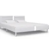 Twijfelaars-vidaXL - Tweepersoonbed met LED - Wit - Kunstleer - 180x200 cm