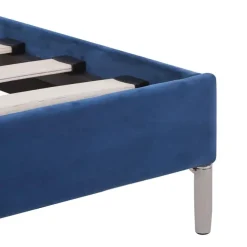 vidaXL - Tweepersoonbed met LED - Blauw - Stof - 160x200 cm