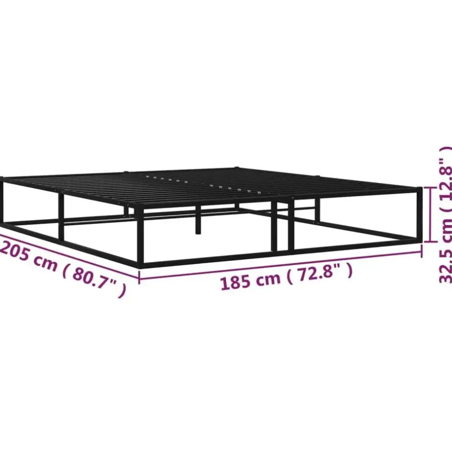 vidaXL - Tweepersoonbed pallet - Zwart - Metaal - 180x200 cm