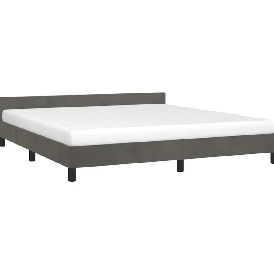 2-Persoons Bedden-vidaXL - Tweepersoonsbed - Donkergrijs - Fluweel - 160x200 cm