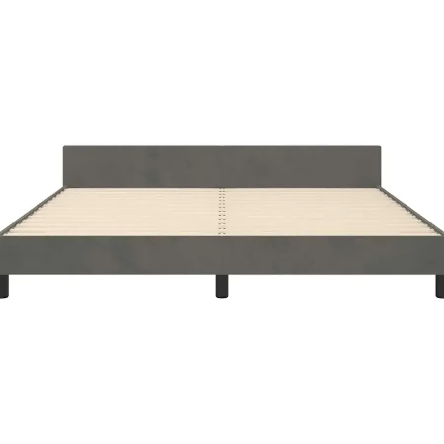 2-Persoons Bedden-vidaXL - Tweepersoonsbed - Donkergrijs - Fluweel - 160x200 cm