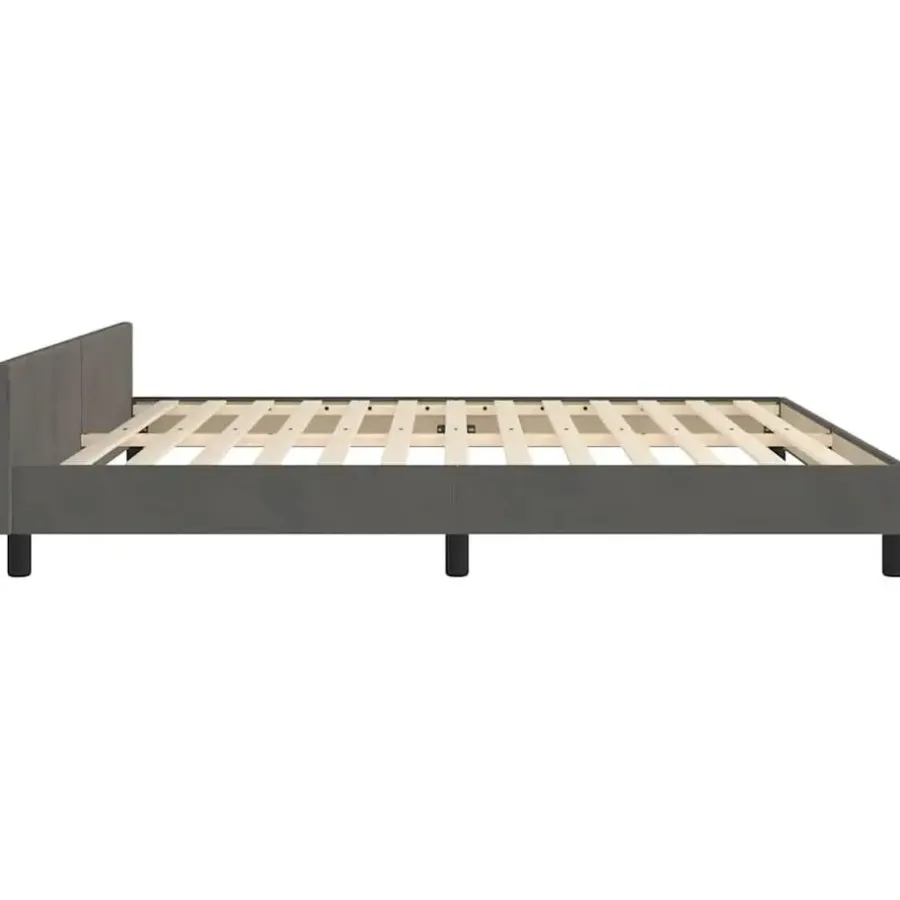 2-Persoons Bedden-vidaXL - Tweepersoonsbed - Donkergrijs - Fluweel - 160x200 cm