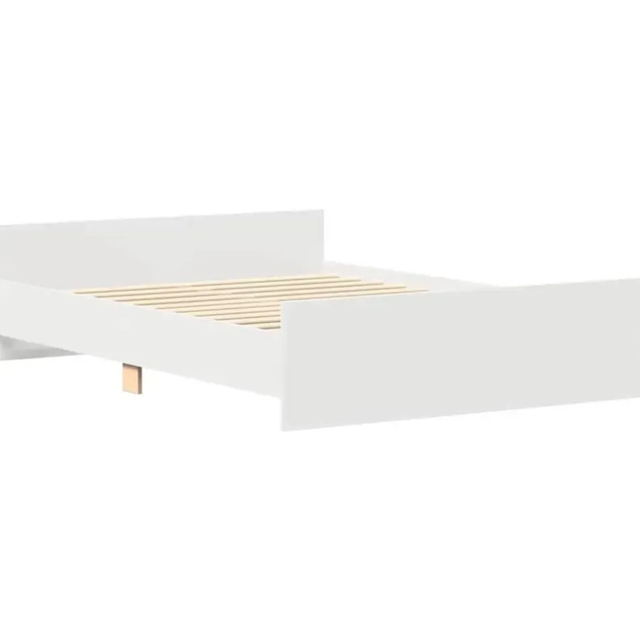vidaXL - Tweepersoonsbed met hoofd- en voeteneinde - Wit - Hout - 120x200 cm