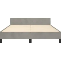 2-Persoons Bedden-vidaXL - Tweepersoonsbed met hoofdeinde - Lichtgrijs - Fluweel - 140x190 cm