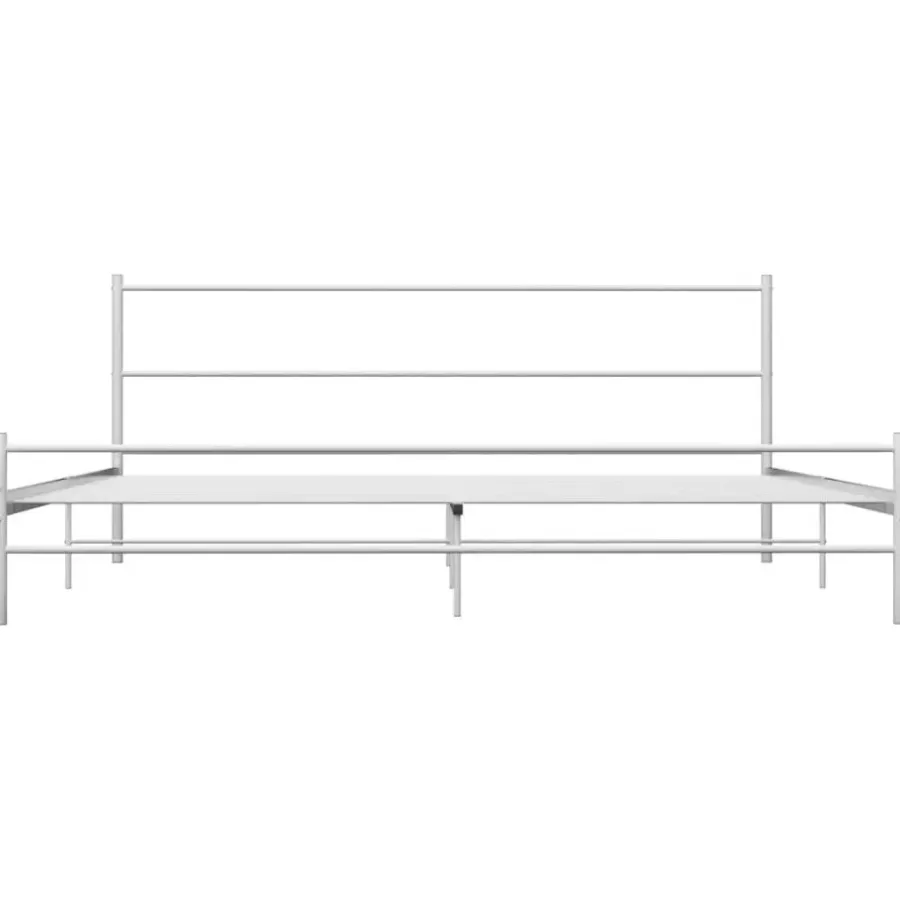 Twijfelaars-vidaXL - Tweepersoonsbed met hoofdbord - Wit - Metaal - 160x200 cm