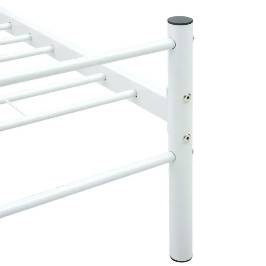 Twijfelaars-vidaXL - Tweepersoonsbed met hoofdbord - Wit - Metaal - 160x200 cm