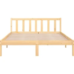 Twijfelaars-vidaXL - Tweepersoonsbed met hoofdeinde - Naturel - Grenenhout - 160x200 cm