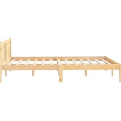 Twijfelaars-vidaXL - Tweepersoonsbed met hoofdeinde - Naturel - Grenenhout - 160x200 cm