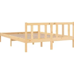 Twijfelaars-vidaXL - Tweepersoonsbed met hoofdeinde - Naturel - Grenenhout - 160x200 cm