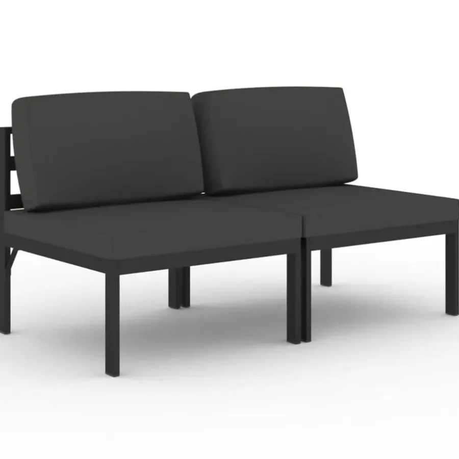 vidaXL - Tweezitsbank - Antraciet - Aluminium