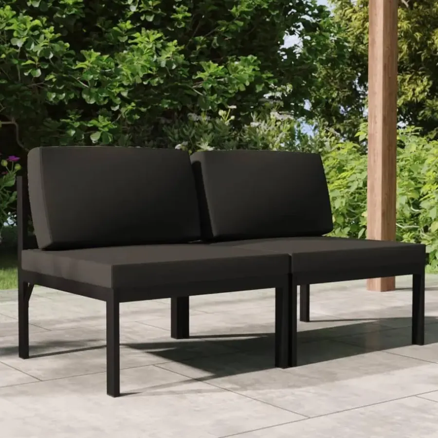vidaXL - Tweezitsbank - Antraciet - Aluminium