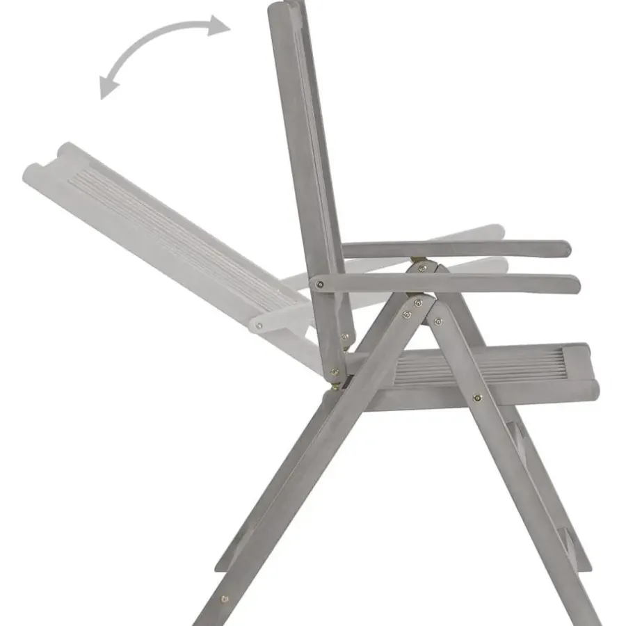 Tuinsets-vidaXL - verstelbaar Tuinset 4-zits grijs massief acaciahout - (150-200)x100 cm