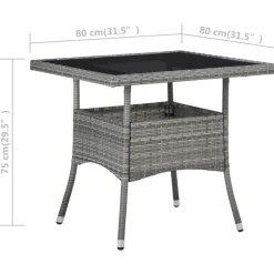Tuinsets-vidaXL - Verstelbaar Tuinset met grijs kussens - Poly rattan en glas - 5 stuks