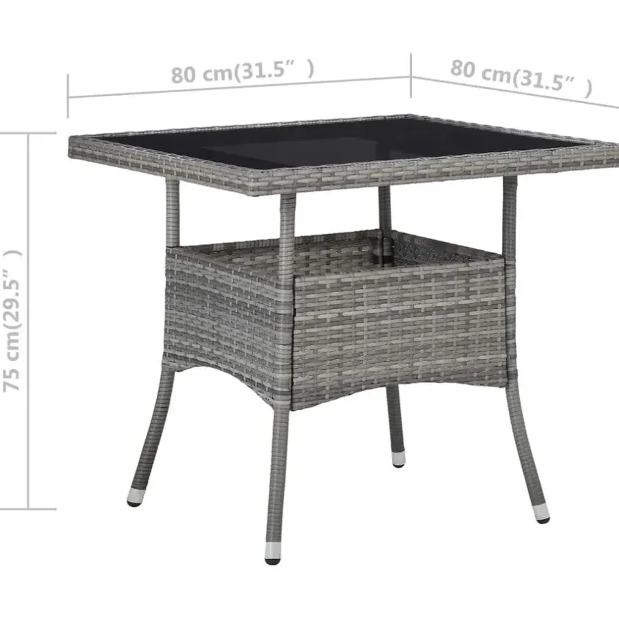 Tuinsets-vidaXL - Verstelbaar Tuinset met grijs kussens - Poly rattan en glas - 5 stuks