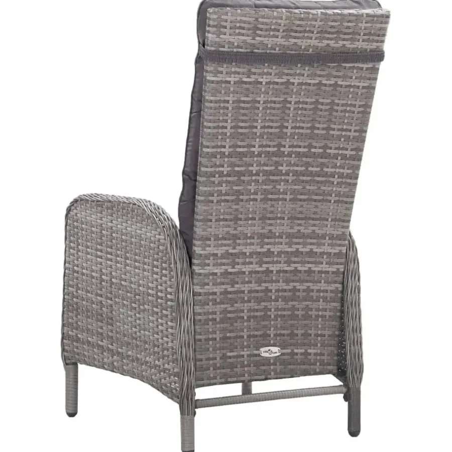 Tuinsets-vidaXL - Verstelbaar Tuinset met grijs kussens - Poly rattan en glas - 5 stuks