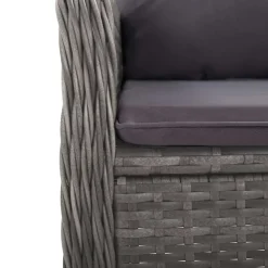 Tuinsets-vidaXL - Verstelbaar Tuinset met grijs kussens - Poly rattan en glas - 5 stuks