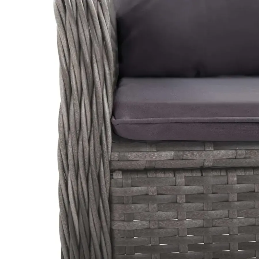 Tuinsets-vidaXL - Verstelbaar Tuinset met grijs kussens - Poly rattan en glas - 5 stuks