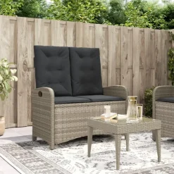 Loungebanken-vidaXL - Verstelbare loungebank met kussens - Lichtgrijs rattan - 105x59x93 cm