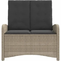 Loungebanken-vidaXL - Verstelbare loungebank met kussens - Lichtgrijs rattan - 105x59x93 cm