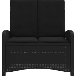 vidaXL - Verstelbare loungebank met kussens - Zwart - Poly rattan - 105x59x93 cm