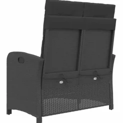 vidaXL - Verstelbare loungebank met kussens - Zwart - Poly rattan - 105x59x93 cm