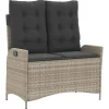 vidaXL - Verstelbare loungebank met kussens - Lichtgrijs rattan - 104x59x93 cm
