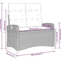 vidaXL - Verstelbare loungebank met kussens - Lichtgrijs rattan - 105x66x93 cm