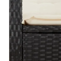 Loungebanken-vidaXL - Verstelbare loungebank met crème kussens - Zwart rattan - 105x66x93 cm