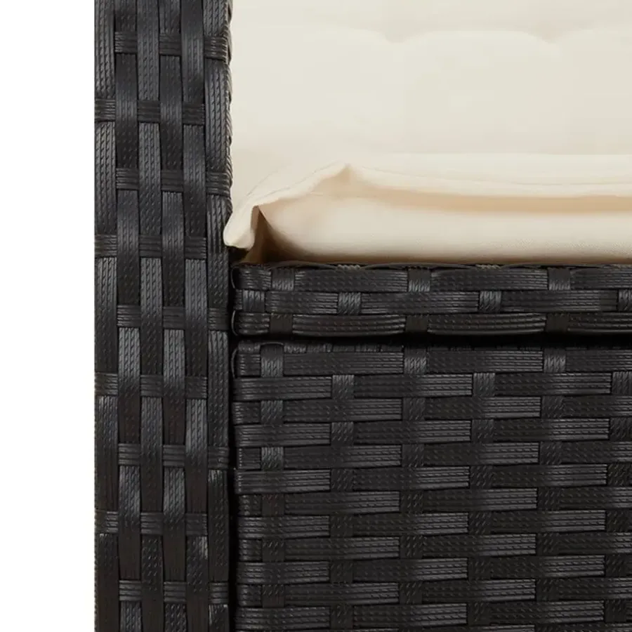 Loungebanken-vidaXL - Verstelbare loungebank met crème kussens - Zwart rattan - 105x66x93 cm