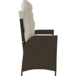 Loungebanken-vidaXL - Verstelbare loungebank met crème kussens - Bruin rattan - 104x59x93 cm