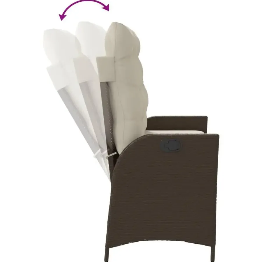 Loungebanken-vidaXL - Verstelbare loungebank met crème kussens - Bruin rattan - 104x59x93 cm