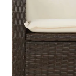 Loungebanken-vidaXL - Verstelbare loungebank met crème kussens - Bruin rattan - 104x59x93 cm