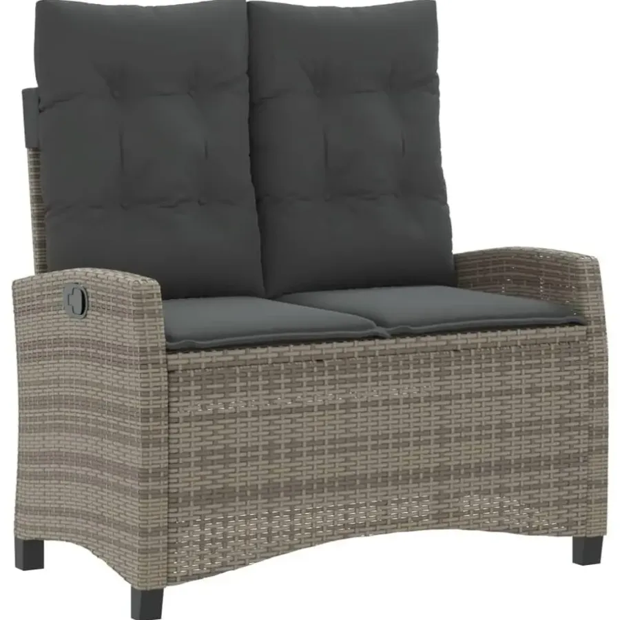 vidaXL - Verstelbare loungebank met kussens - Grijs - Poly rattan - 105x66x93 cm
