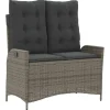 Loungebanken-vidaXL - Verstelbare loungebank met kussens - Grijs - Poly rattan - 104x59x93 cm