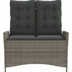 Loungebanken-vidaXL - Verstelbare loungebank met kussens - Grijs - Poly rattan - 104x59x93 cm