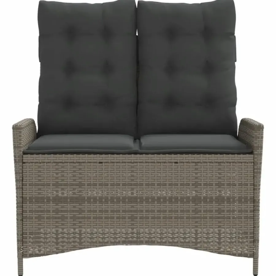 Loungebanken-vidaXL - Verstelbare loungebank met kussens - Grijs - Poly rattan - 104x59x93 cm