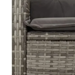 Loungebanken-vidaXL - Verstelbare loungebank met kussens - Grijs - Poly rattan - 104x59x93 cm