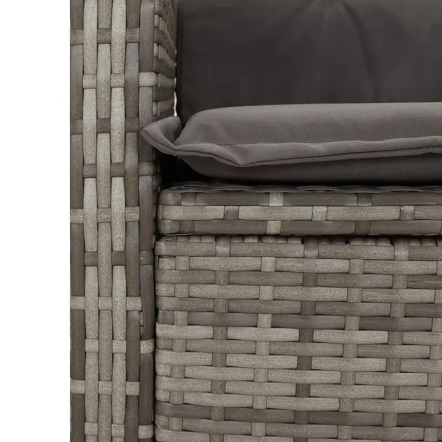 Loungebanken-vidaXL - Verstelbare loungebank met kussens - Grijs - Poly rattan - 104x59x93 cm